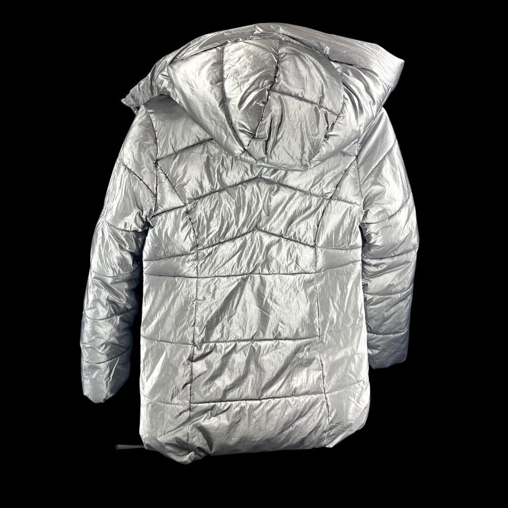 Michael Michael Kors Silver Puffer Coat With Hood Size 10/12 - Picture 3 of 8